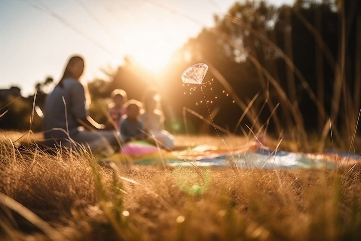 A family sits in a field discussing Estate Planning - Life Care Planning